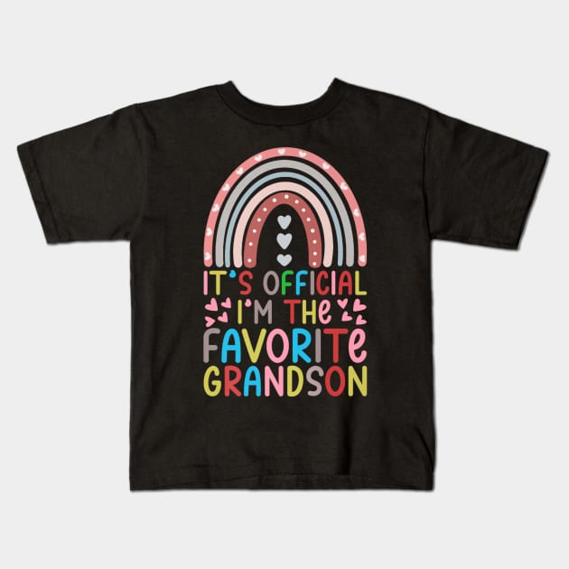 It's Official I'm The Favorite Grandson Kids T-Shirt by rhazi mode plagget